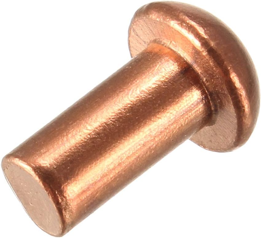 50 Pcs 13/64" x 25/64" Round Head Copper Solid Rivets Fasteners