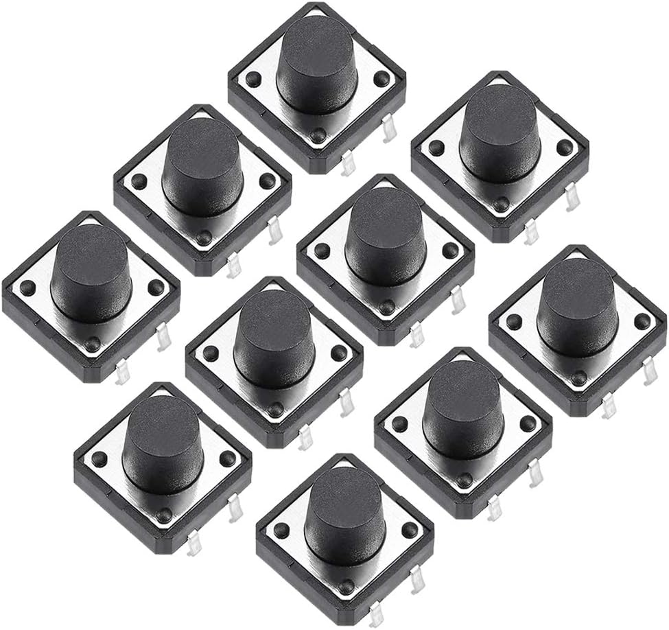 12x12x9mm Panel Mini/Micro/Small PCB Momentary Tactile Tact Push Button Switch DIP Black Color 10PCS