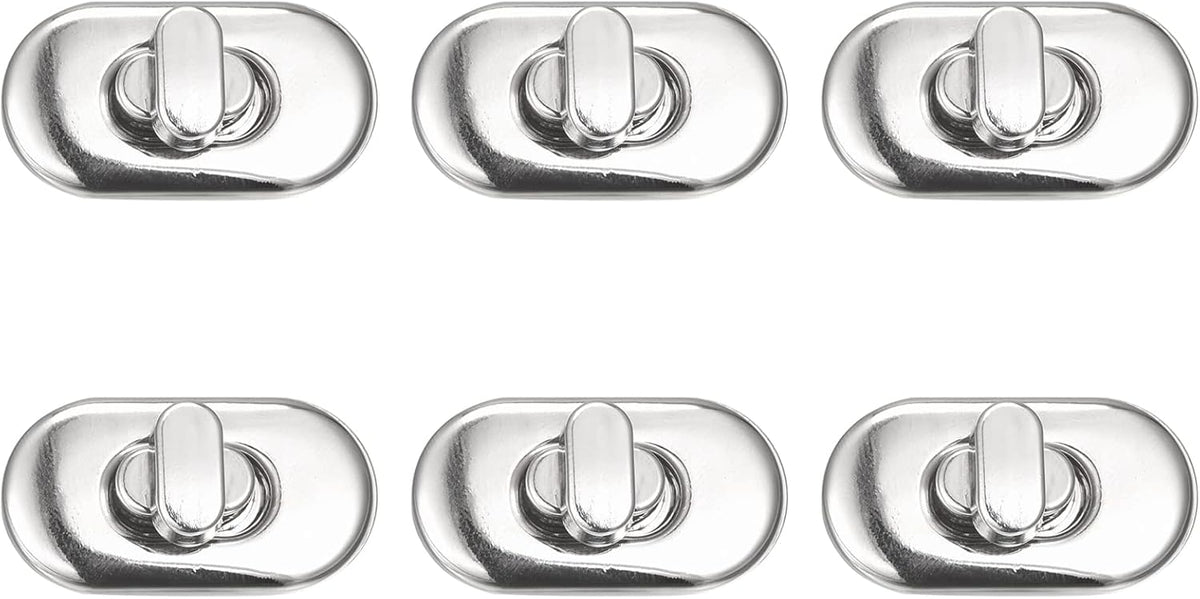 Turn Lock Clasp, 35mm x 19mm Iron Purse Closure Twist Buckle for DIY Handbag Wallet Crafts Making 6Pcs(Silver Tone)