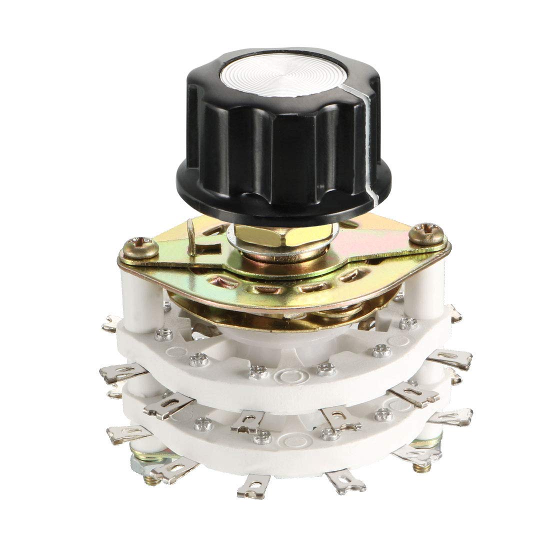 6P3T 6 Pole 3 Throw 2Deck Band Channel Rotary Switch Selector with Plastic Knob