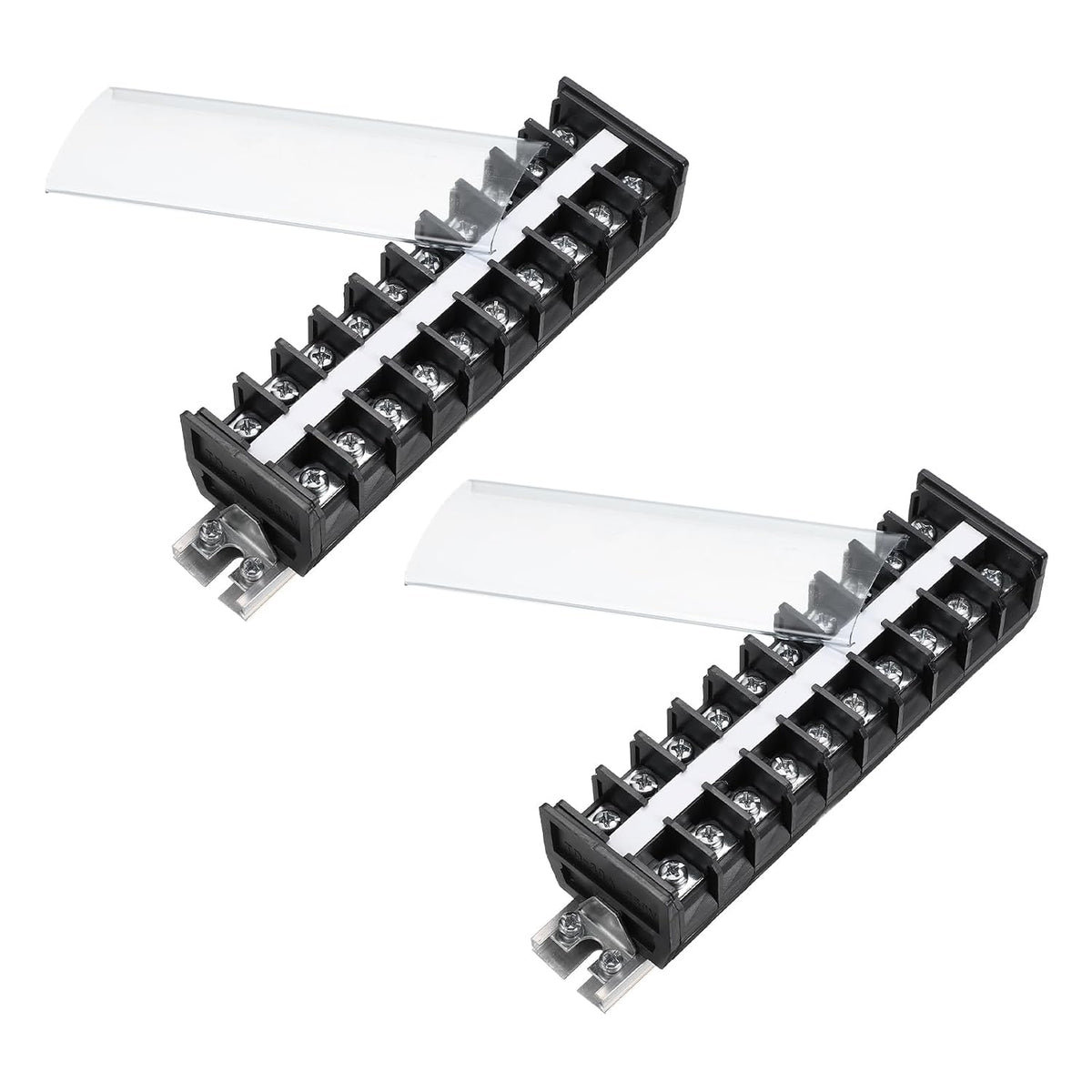 2 Pcs Barrier Terminal Strip Block 660V 30A Dual Rows 10 Positions Rail Base Screw Connector(The Shell is Made of Flame Retardant and Heat Resistant Material)