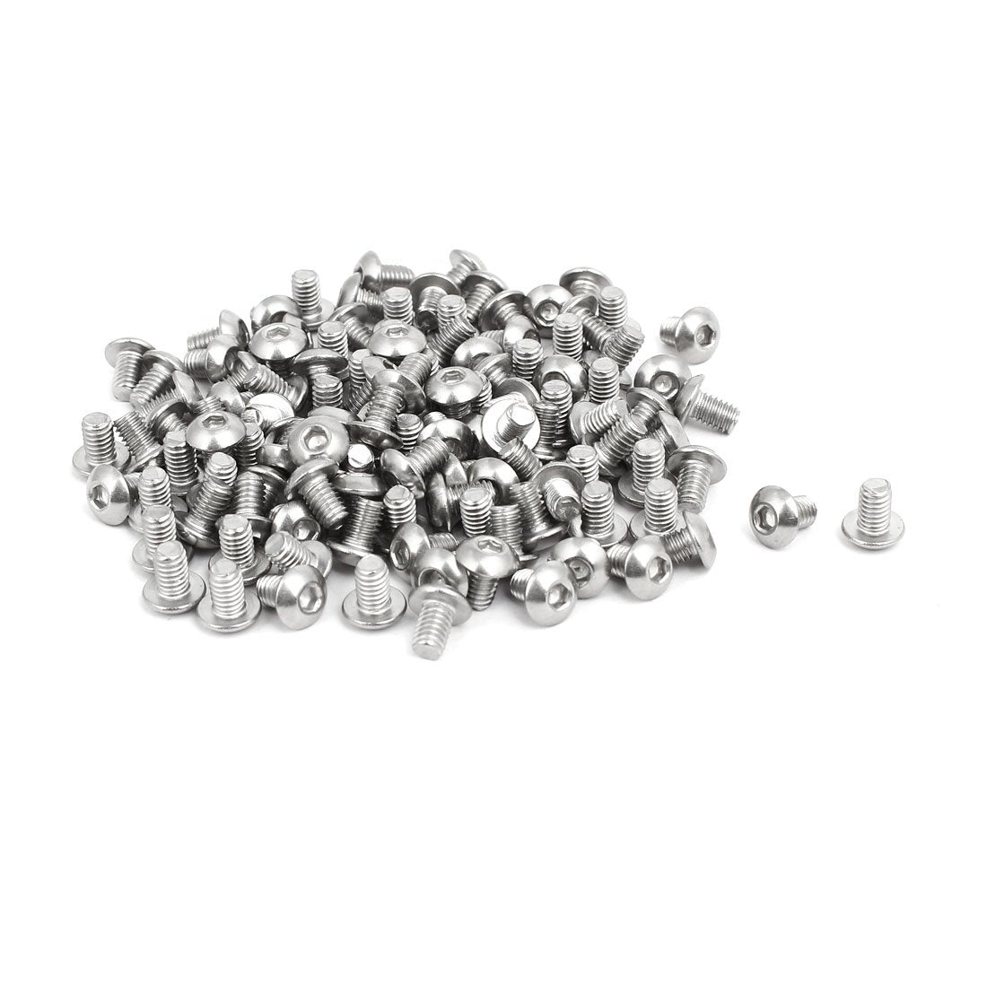 M4x6mm 304 Stainless Steel Button Head Hex Socket Cap Screws Bolts 120pcs
