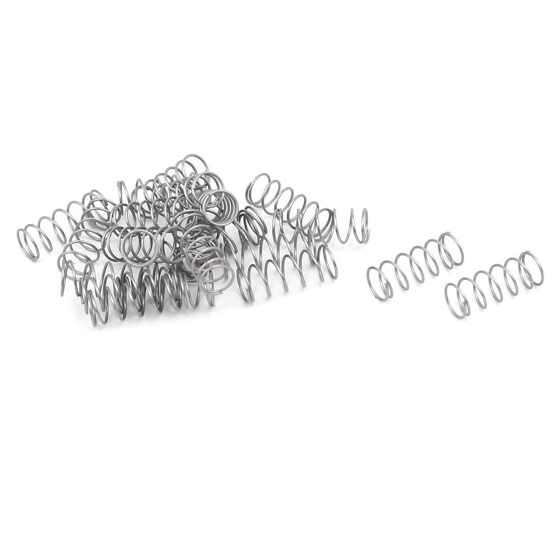 Compression Spring,304 Stainless Steel,4mm OD,0.3mm Wire Size,10mm Free Length,Silver Tone,20Pcs