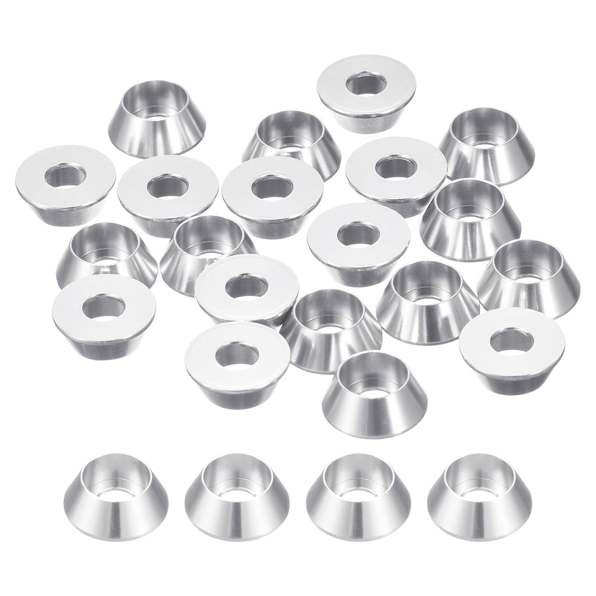 M5 Cone Cup Countersunk Washers, 10 Pcs Anodized Aluminum Gaskets Cup Head Washer Gasket, Cup Screw Counterbore Gasket for Mechanical Accessories Parts, Silver