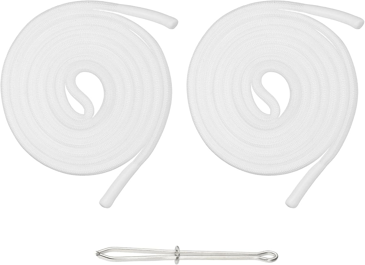 2pcs 53inch Drawstring Cords Replacement Drawstring Hoodie String Sewing Tool with Easy Threader for Hoodie Sweatpants Jackets Pants Hats Coats Bags, White