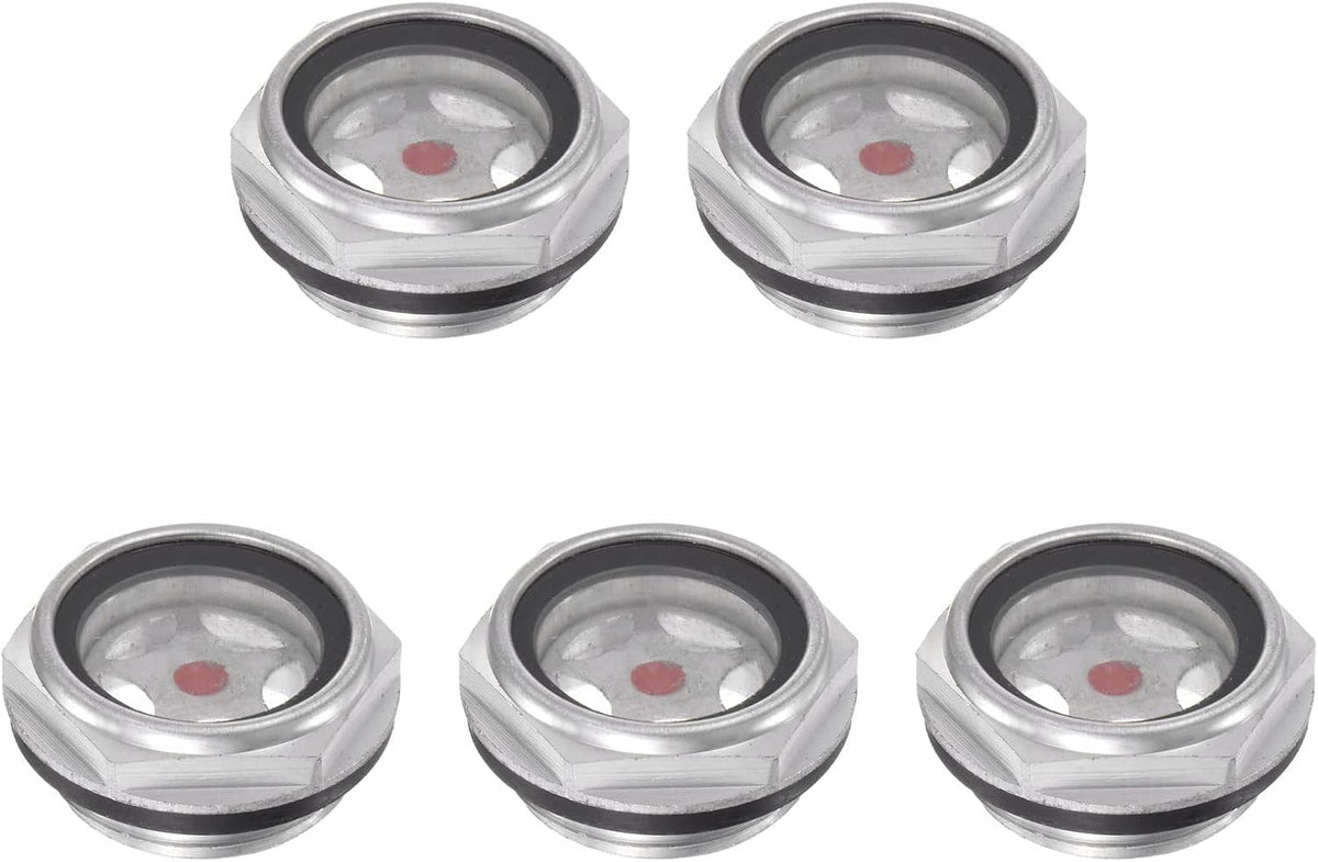 Air Compressor Oil Level Gauge Sight Glass G3/4 Male Threaded Aluminum Indicator Sight Window 5Pcs