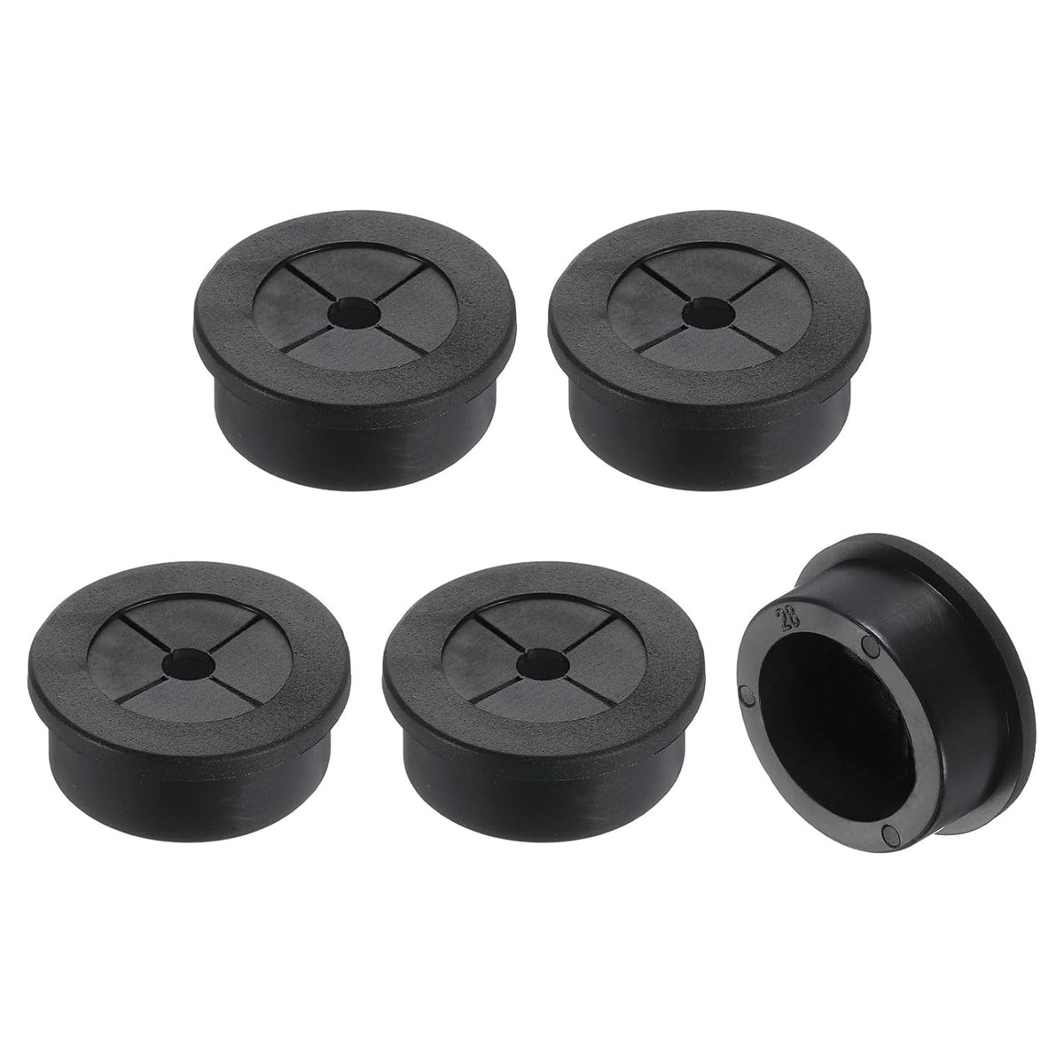 5 Pcs Cable Cord Grommet, 1 1/8" Inch (28mm) Desk Grommet Flexible Rubber Grommets Wire Hole Cover Pass Through for Office Computer Desk Wire Organizer, Black