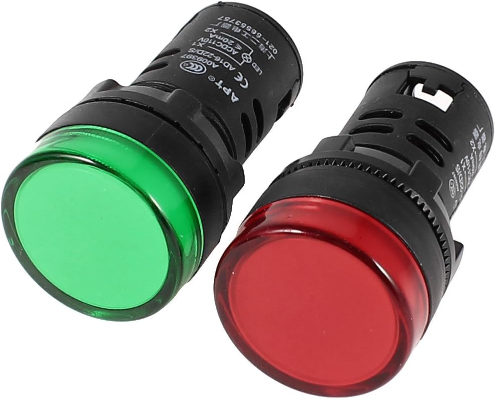 AD16-22D/S LED Pilot Light Panel Indicator Lamp 22mm AC 110V 20mA 2pcs Green Red