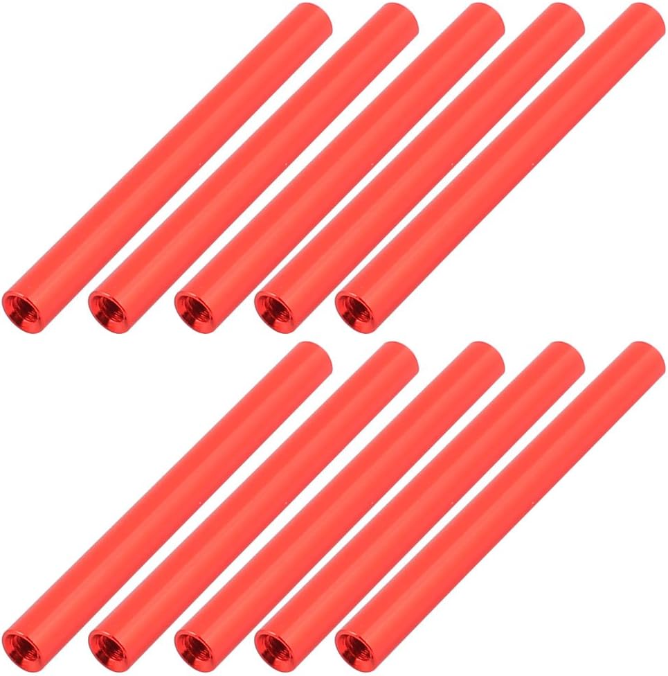 10 Pcs M3 x 50mm Round Aluminum Column Alloy Standoff Spacer Stud Fastener for Quadcopter Red