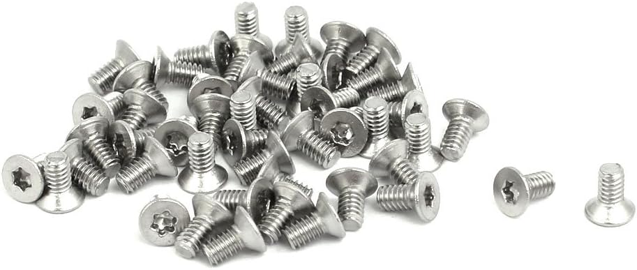 M2x4mm T6 304 Stainless Steel Flat Torx Head Screw 50pcs