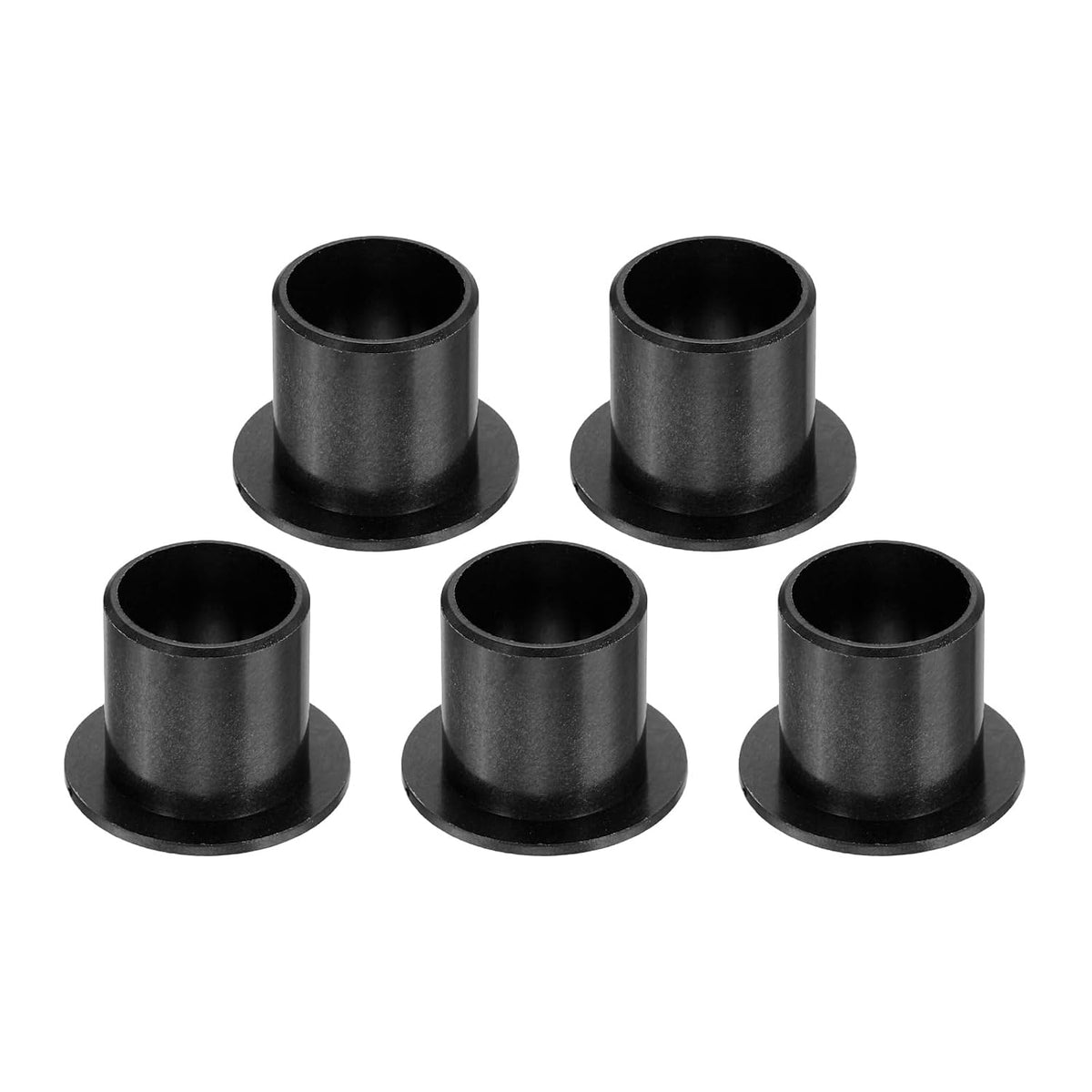 5Pcs Flanged Sleeve Bearing, Plastic Bushing ID 12mm x OD 14mm x Length 15mm POM Bushing, Black