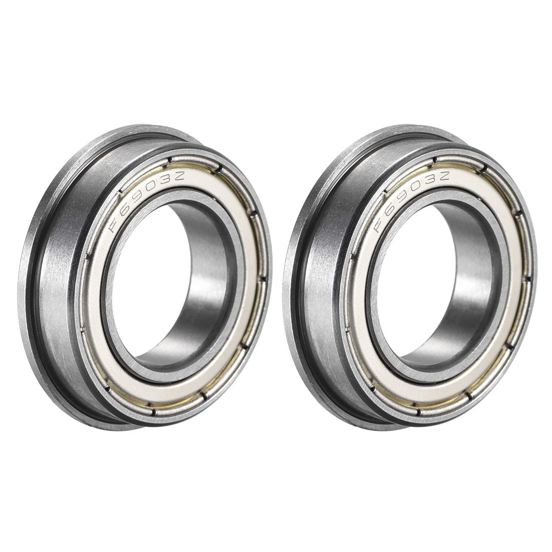 F6903ZZ Flanged Ball Bearing 17x30x7mm Double Metal Shielded (GCr15) Chrome Steel Flange Rip Bearings 2pcs
