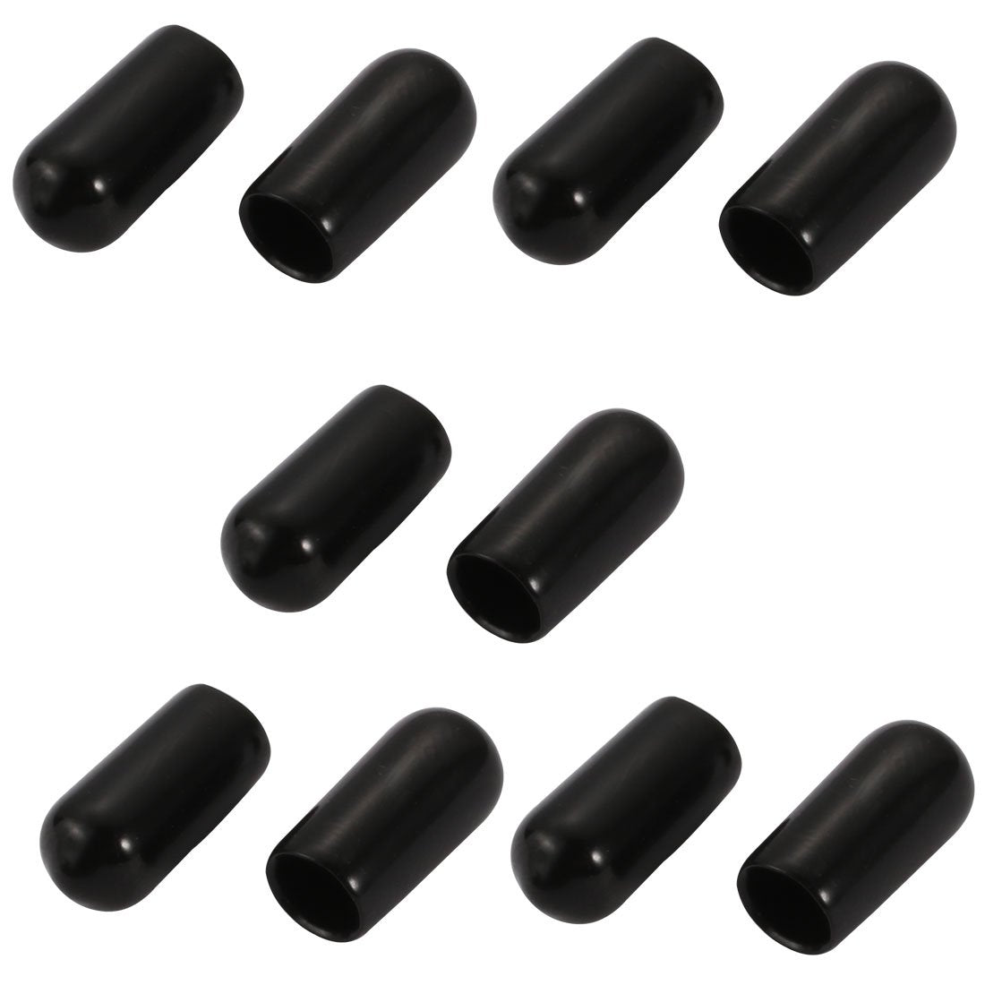 10Pcs 6mm Inner Dia PVC Flexible Vinyl End Cap Screw Thread Protector Black