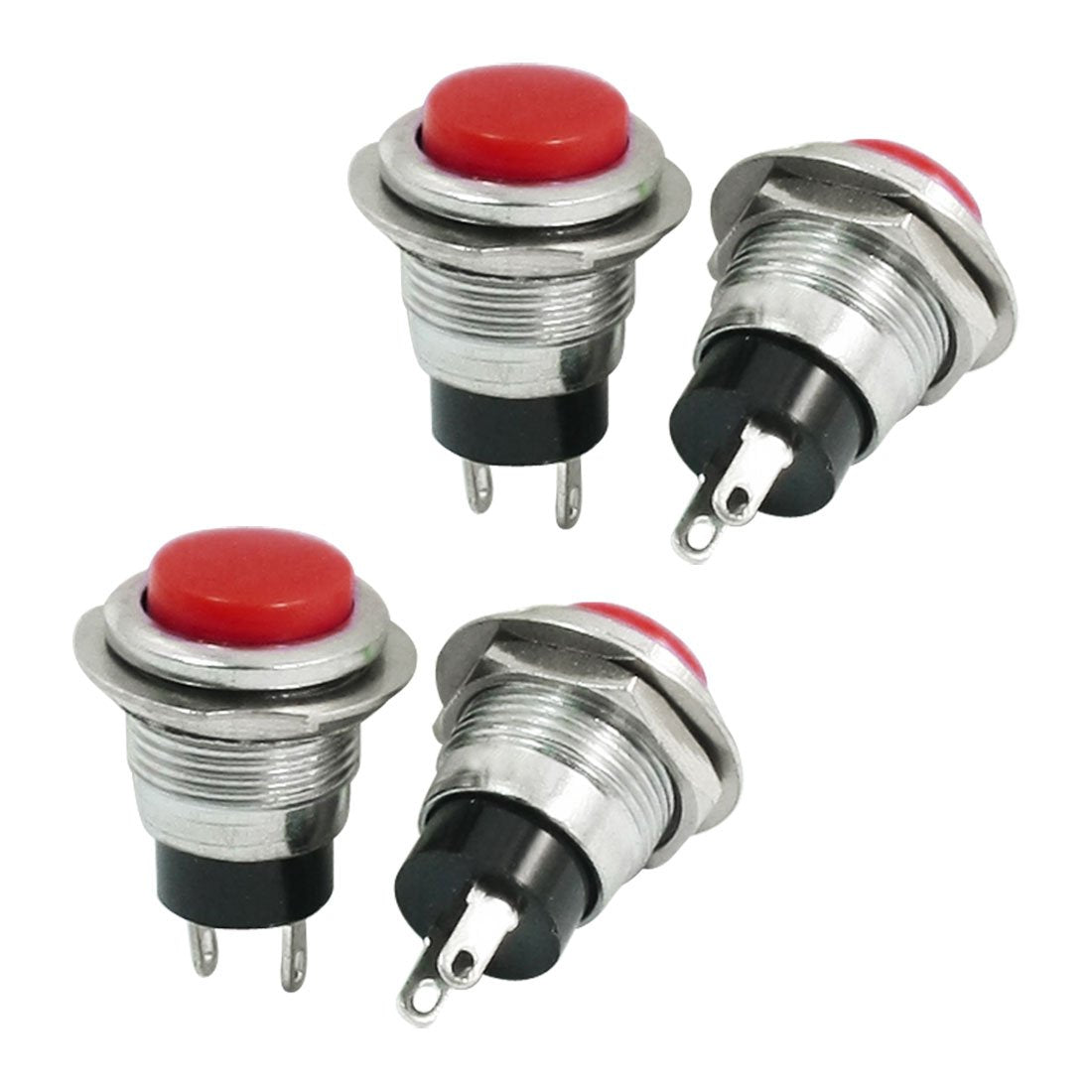 4PCS AC125V 6A 250V 3A Red Momentary SPST 2 Terminal Pushbutton Switch