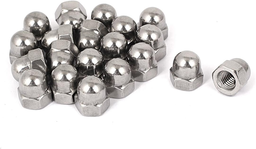 Acorn Hex Cap Nuts - 20Pcs M8 Dome Nuts 316 Stainless Steel Hexagon Decorative Cap Nut for Screws Bolts Silver Tone