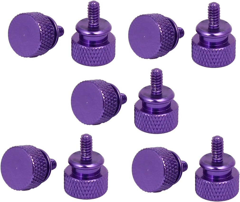 Computer PC Case 6#-32 Fully Threaded Knurled Thumb Screws Purple 10pcs