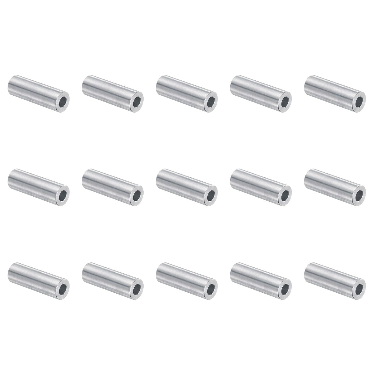 15pcs Aluminum Spacer 5mm Bore x 10mm OD x 30mm Length Screw Standoff Bushing Plain Finish Round Metal Spacer for M5 Screws Bolts and Rods
