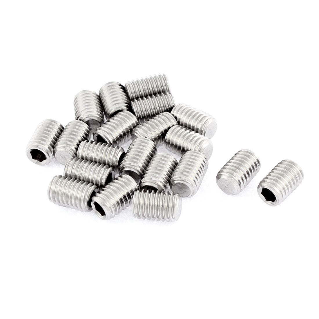 M8x12mm Metric 304 Stainless Steel Hex Socket Set Flat Point Grub Screws Silver Tone for Towel Rack Door Knob 20pcs