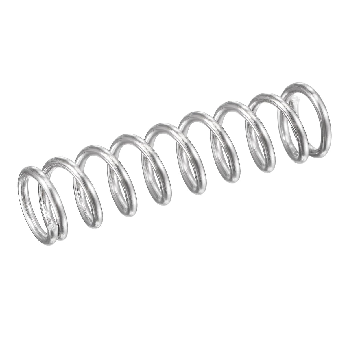 Compression Spring,304 Stainless Steel,9mm OD,1.2mm Wire Size,9mm Compressed Length,35mm Free Length,61.8N Load Capacity, Silver Tone,10pcs