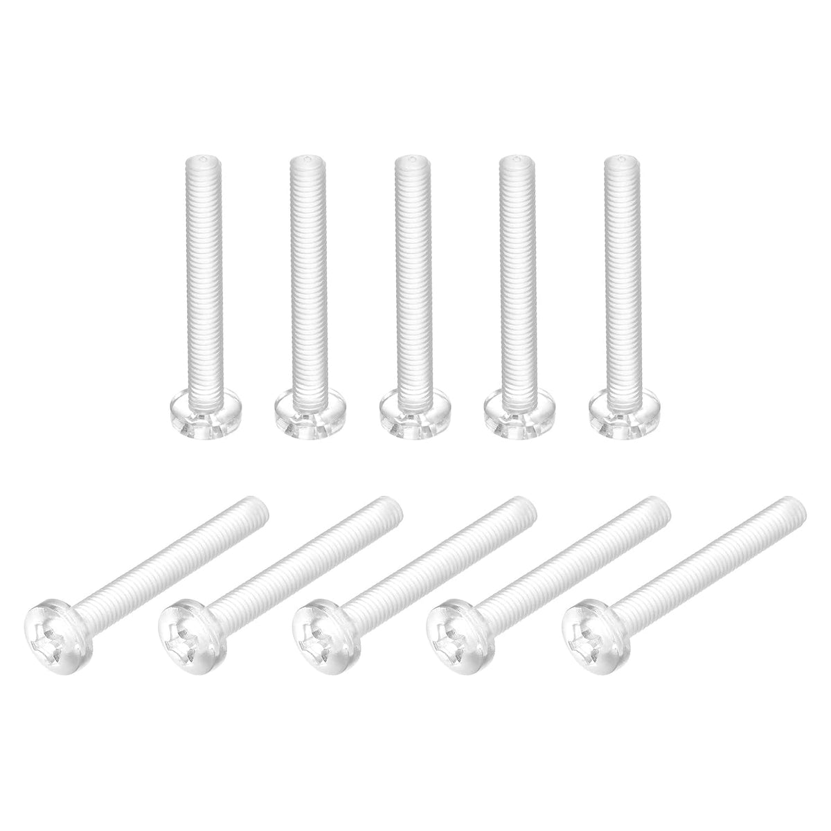 M6x50mm Plastic Phillips Bolts 30pcs PC Pan Head Machine Screws Transparent