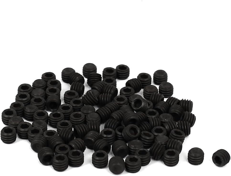 DIN916 M5x4mm Metal Grade 10.9 Hex Socket Set Screw Bolt Fastener Black 100pcs