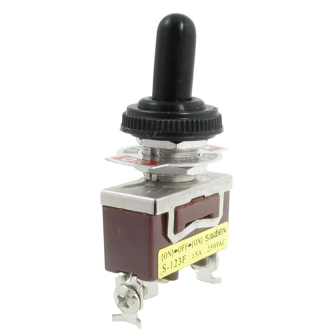 ON/Off/ON Momentary SPDT Toggle Switch with Waterproof Boot, AC, 250V, 15 Amp
