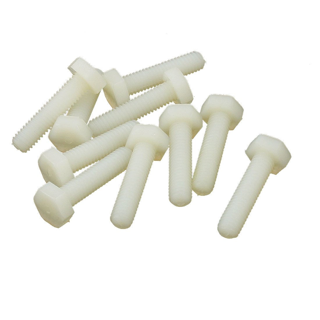 10 Pcs M6 x 25mm Hexagonal Head Nylon Screw Thread Bolt