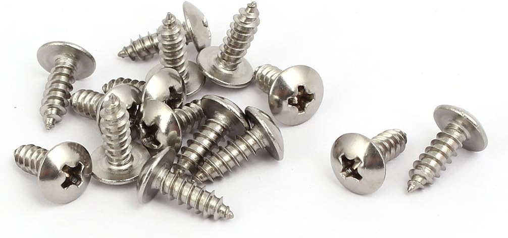 M4x12mm Thread 316 Stainless Steel Truss Phillips Head Self Tapping Screw 15pcs