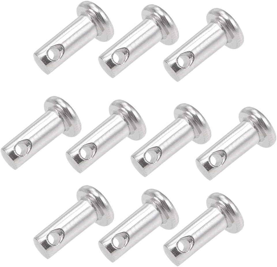 Single Hole Clevis Pins - 4mm X 10mm Flat Head 304 Stainless Steel Link Hinge Pin 10Pcs