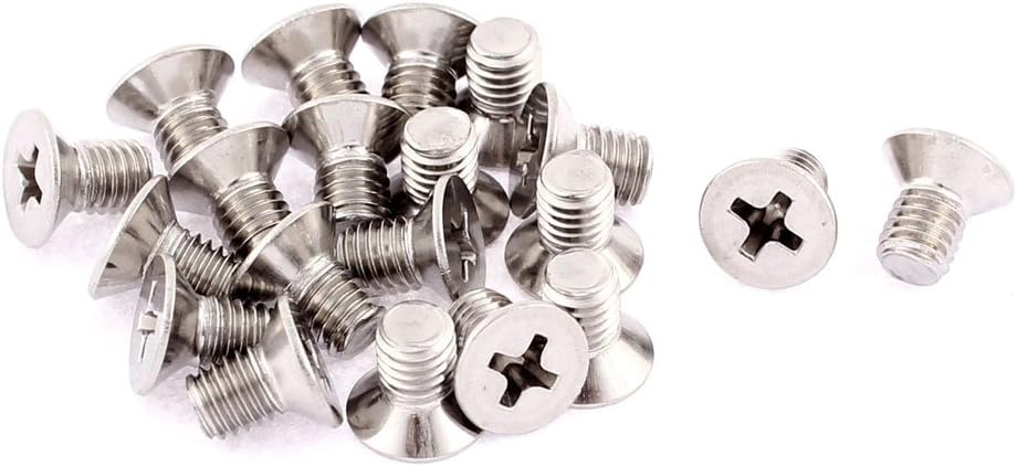 M5-0.8 x 8mm Fine Thread Phillips Flat Head Countersunk Bolts Machine Screws 20 Pcs