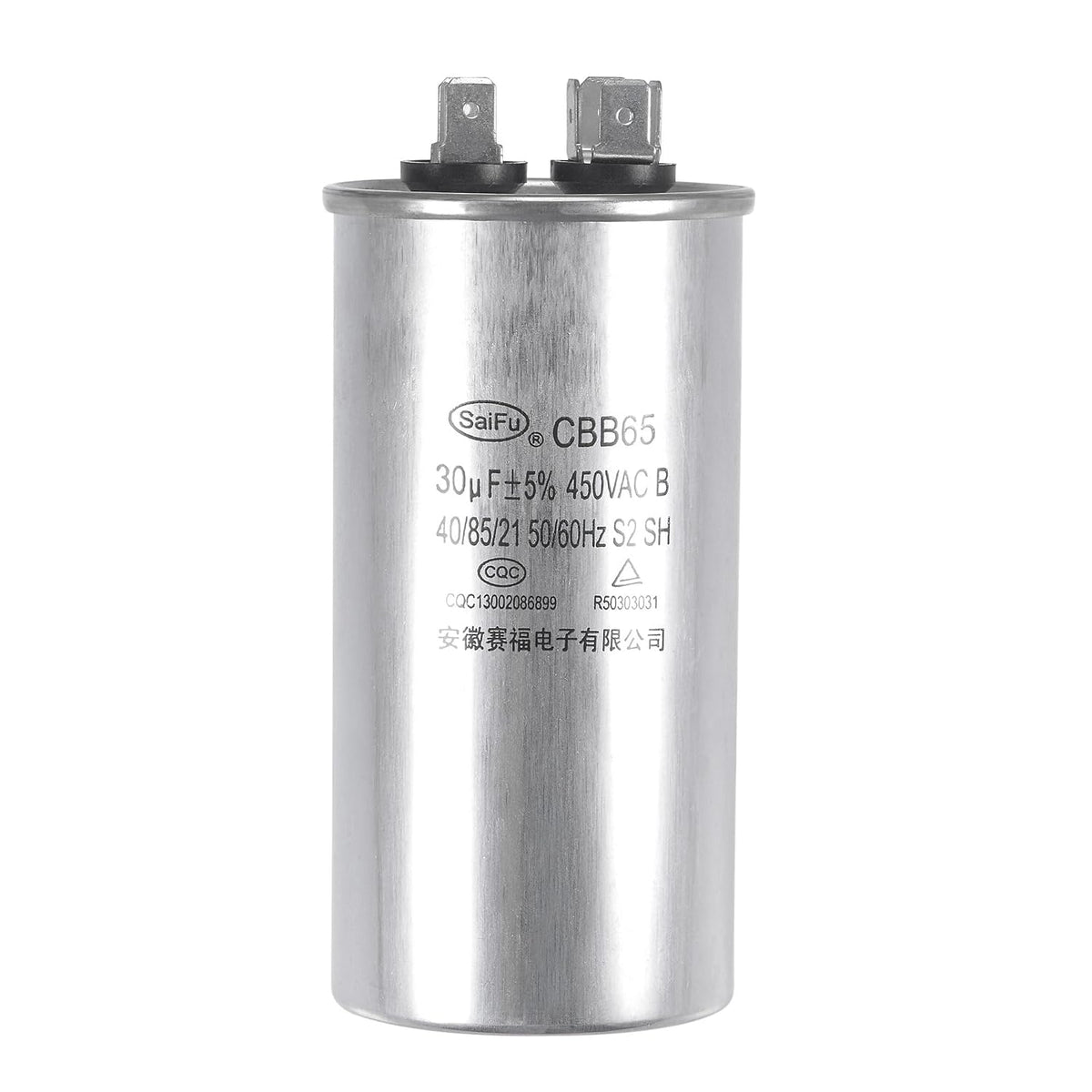 Run Capacitor Round CBB65 30uF 30mfd 450V AC 40/85/21 Aluminum Case with Terminal for Air Conditioner Compressor Motor Heat Pump Condenser