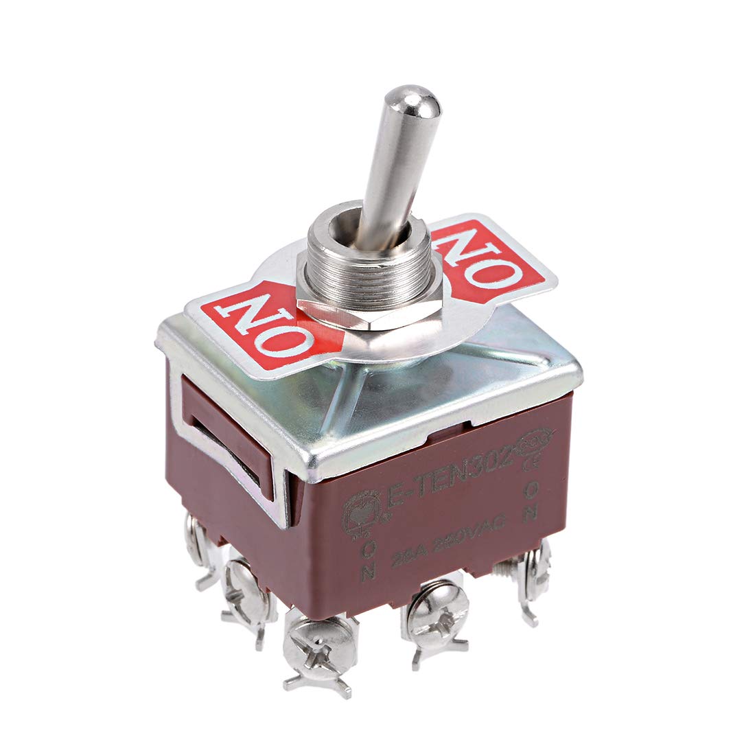 3PDT Lacthing Rocker Toggle Switch Heavy-Duty 25A 250V 9P ON/ON Metal Bat 1pcs