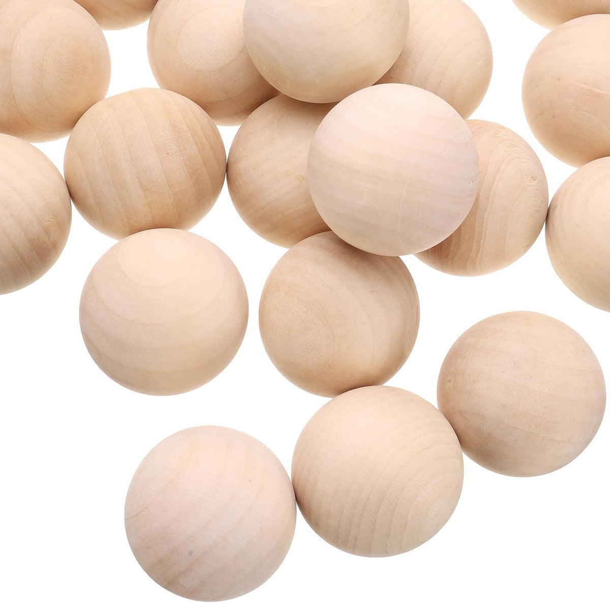 30pcs Round Wood Balls 40mm Diameter Unfinished Solid Wooden Beads, Small Natural Craft Balls for DIY Craft Projects Art Ornaments