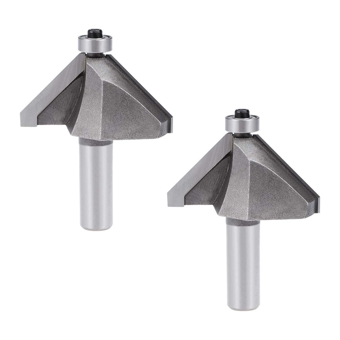 Chamfer Router Bit 45 Degree 1/2" Shank 1-1/6" Cutting Height Edge Forming Router Bit for Woodworking 2pcs