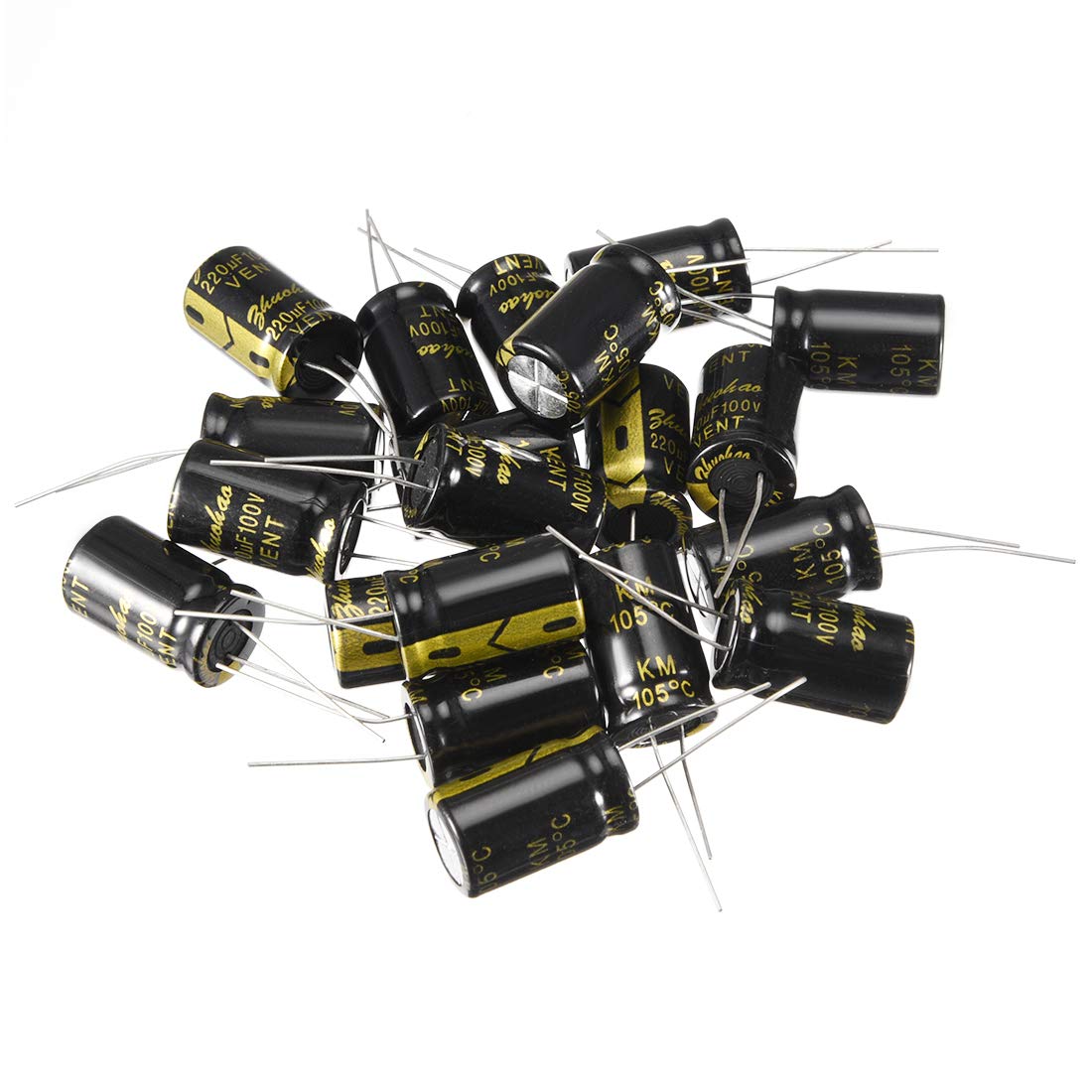 Aluminum Radial Electrolytic Capacitor with 220uF 100V 105 Celsius Life 2000H 13 x 21 mm Black 20pcs