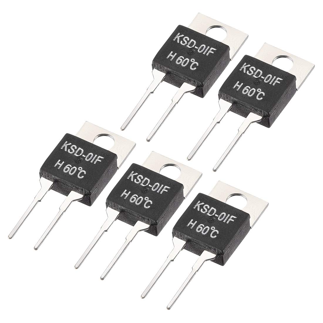 Normally Open Temperature Switch, KSD-01F Thermal Switch Thermostat Temperature Controller 60℃ N.O 5pcs