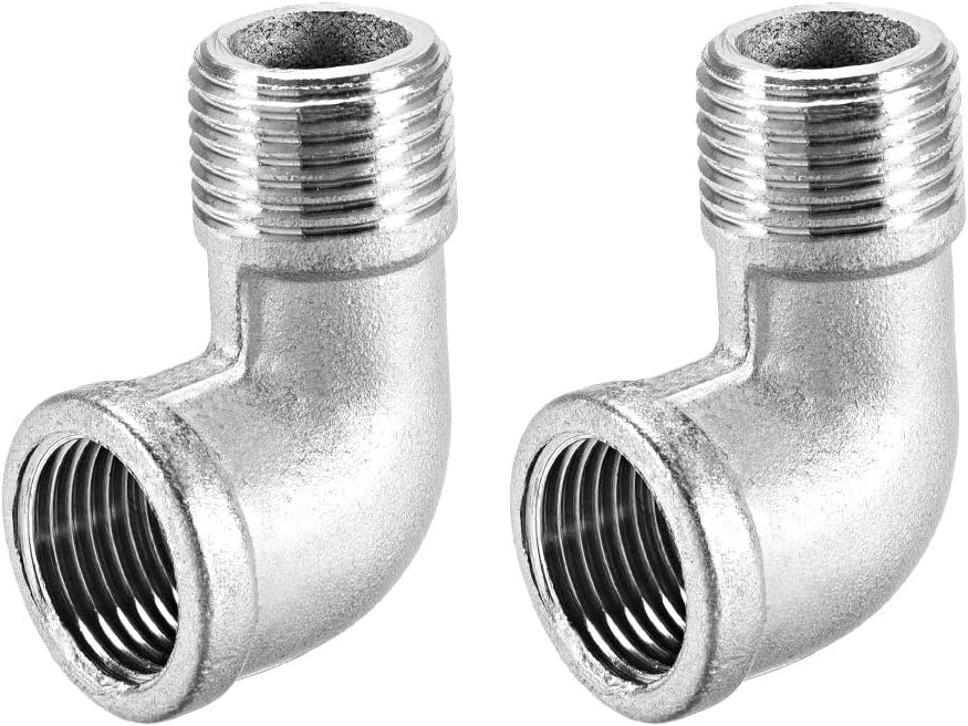 Stainless Steel 201 Cast Pipe Fittings 90 Degree Elbow 1/2 BSPT Female X 1/2 BSPT Male Thread 2pcs