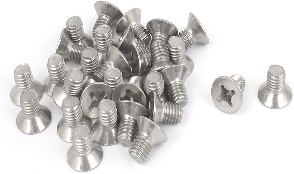 M6 x 10mm Phillips Flat Head Countersunk Bolts Machine Screws 30pcs
