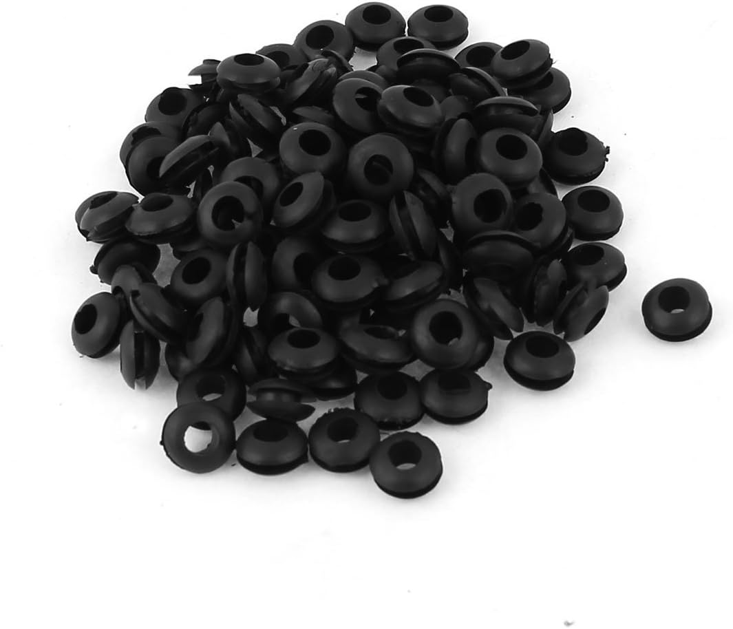 120pcs 5mm Inner Dia Black Rubber Electrical Round Wire Grommet Gasket