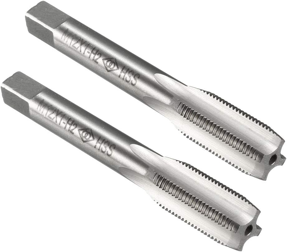 Metric Machine Thread Tap M12 x 1 H2 High Speed Steel Straight Flutes Screw Tapping Threading Machinist Repair DIY Tool 2pcs