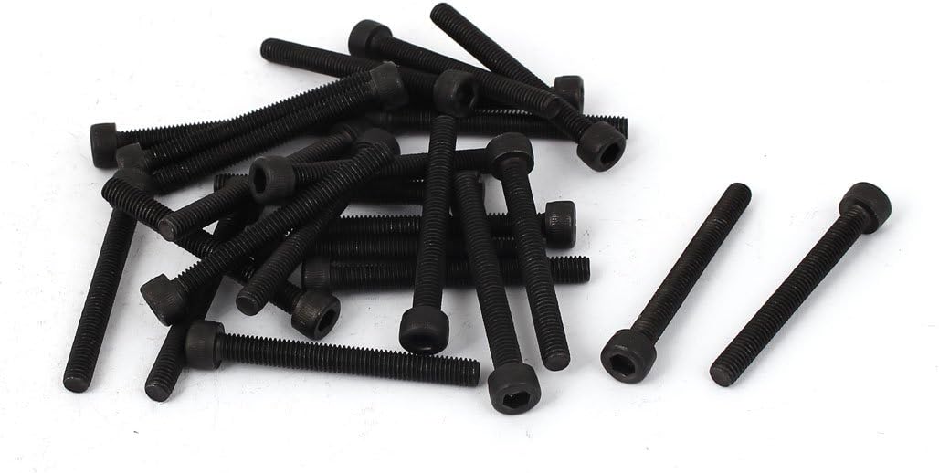M5 x 45mm Full Thread Hex Socket Cap Head Screws Bolts Black 25 Pcs