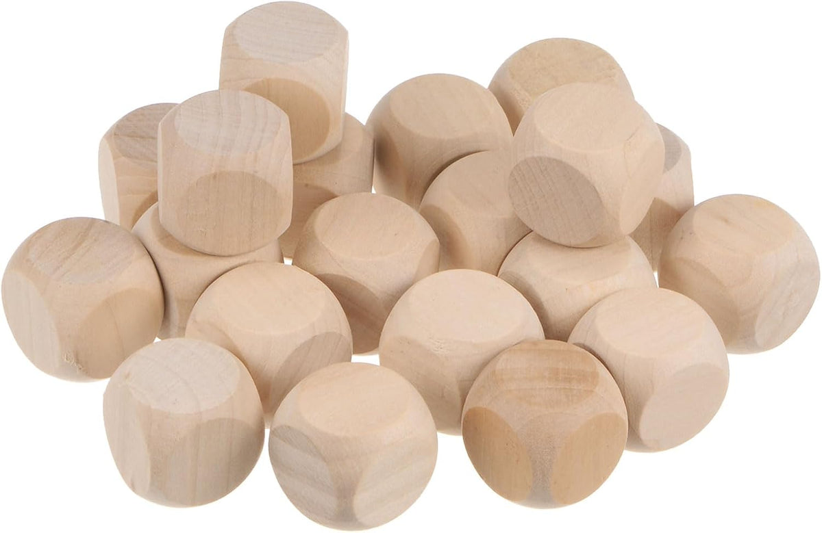 Blank Wooden Dice, 20pcs 1 3/16 Inch Unfinished Wooden Cube Wood Square Block for DIY Craft Projects