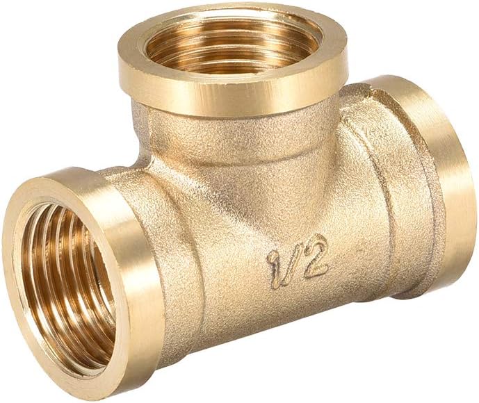 Brass Tee Pipe Fitting G1/2 Female Thread T Shaped Connector Coupler
