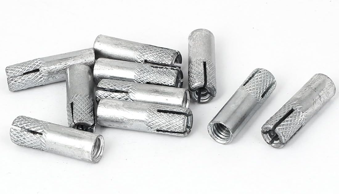 25mm Long Metal M6 Threaded Expansion Bolt Sleeve Anchors Tool 10pcs