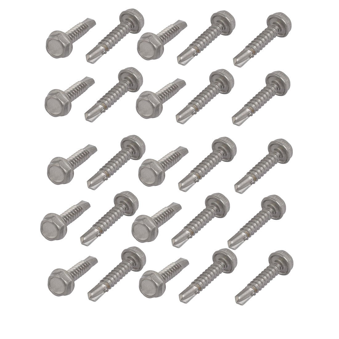 M4.8x25mm 410 Stainless Steel Self Tapping Drilling Hex Flange Bolt 25pcs