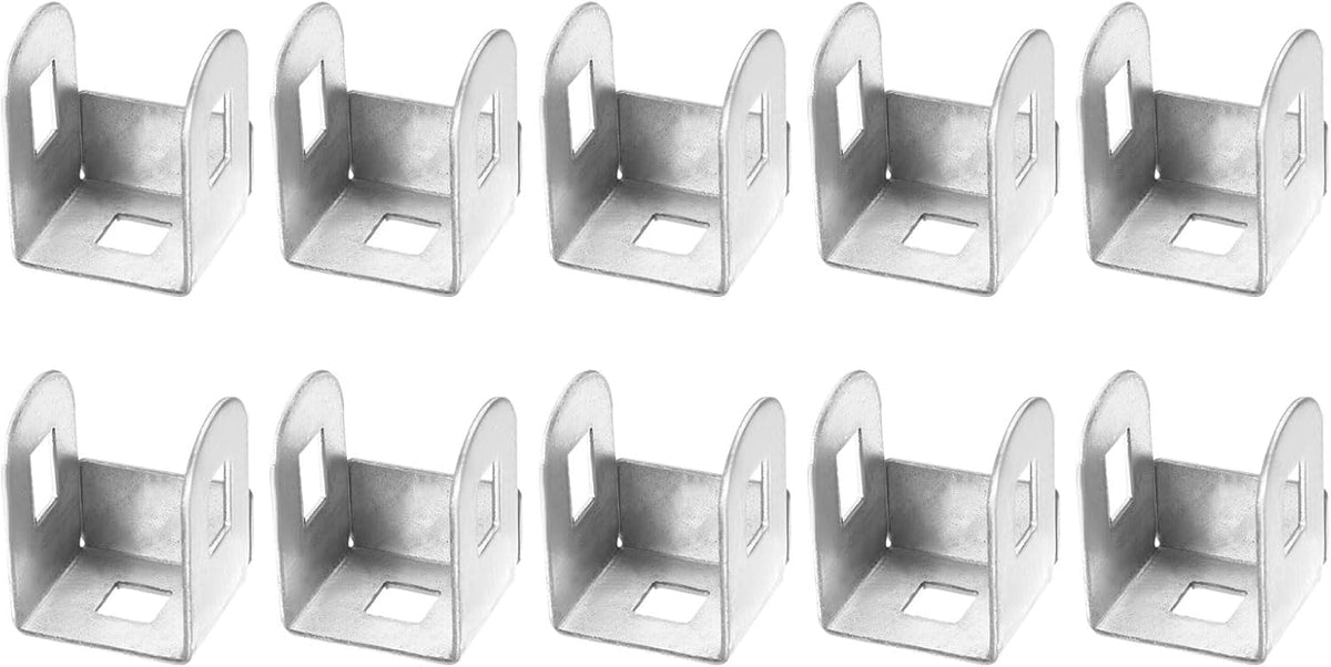 10 Pcs U Bracket for 1" Panels, 27 x 26 x 37mm Metal U Shaped Fasteners Brackets for Guardrail or Partitions Connection, Silver