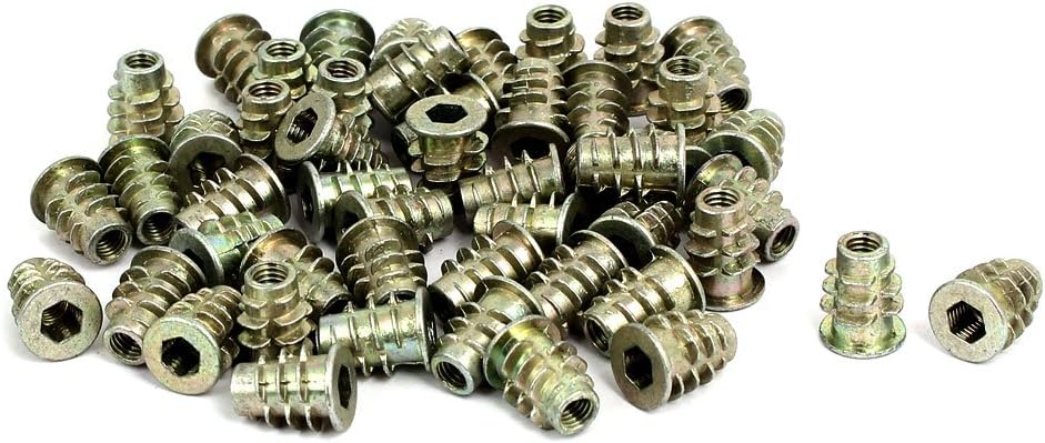 M5x14mm Interface Hex Socket Threaded Insert Nuts 50pcs for Wood Furniture