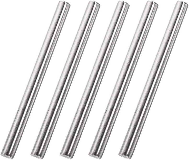 8mm x 100mm 304 Stainless Steel Solid Round Rod for DIY Craft - 5pcs