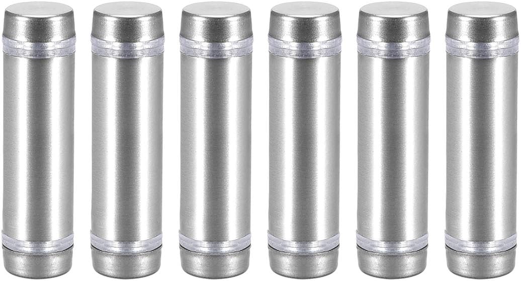 1/2 Dia x 1-3/4"(12x44mm) Double Head Standoff Screws Acrylic Glass Nails 6pcs