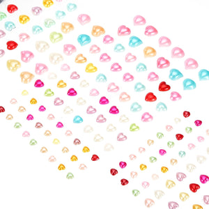 420 Pcs Gems Stickers for Crafts, 5 Sheet Self-Adhesive Gems Bling Pearl Heart Rhinestone Stickers, Crystal Crafts Jewelry Stickers for Party Table Decorations, Multicolor